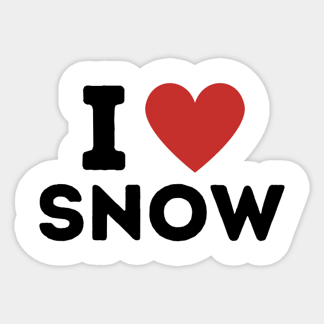 I Love Snow Simple Heart Design Sticker by Word Minimalism